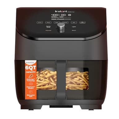 Instant Pot Vortex Plus 6QT ClearCook Air Fryer, Clear Windows, Custom Program Options, 6-in-1 Functions, Crisps, Broils, Roasts, Dehydrates, Bakes, Reheats, from the Makers of Instant Pot, Black