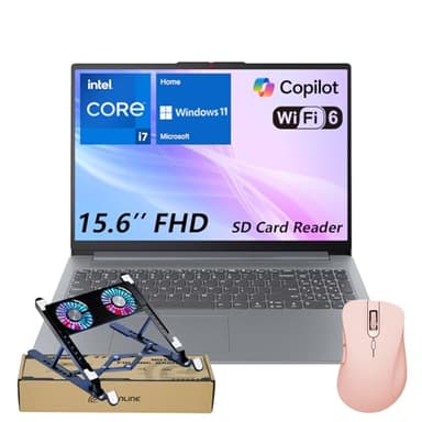 Lenovo IdeaPad Slim 3 Laptop for Business, 15.6" FHD Display, Intel Core i7-13620H, 16GB RAM, 512GB SSD, SD Card Reader, Copilot AI Ready, Bundle with PCO Cooling Pad & Thunderobot Mouse