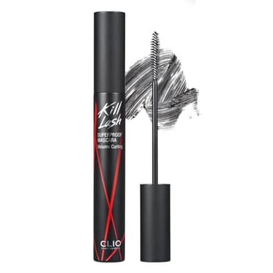 CLIO Kill Lash Superproof Mascara, Waterproof Mascara Black, Volumizing for Natural Curling Eyelash, Long-Lasting, Clump & Smudge-Free, for Sensitive Eyes, Korean Makeup Beauty (002 Volume Curling)