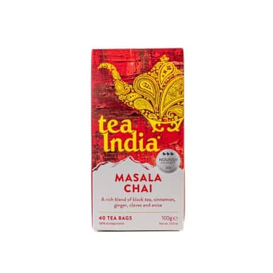 Tea India Masala Chai Black Tea, Traditional Indian Chai, 40 Tea Bags