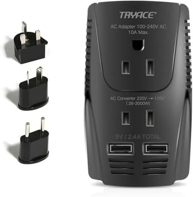 TryAce 220V to 110V Converter, 2000W Travel Voltage Converter for Hair Dryer Straightener Curling Iron,10A Power Adapter is Easy to Carry for National Travel,with 2USB and UK/EU/AU Plugs