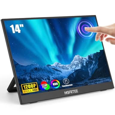 HGFRTEE Portable Monitor Touchscreen 14", 1920x1200 60Hz USB-C & FHD External Display Touch Screen for Laptop/Mac/Gaming/Office, VESA Mountable Travel Monitor with Built-in Speakers-LCD Panels