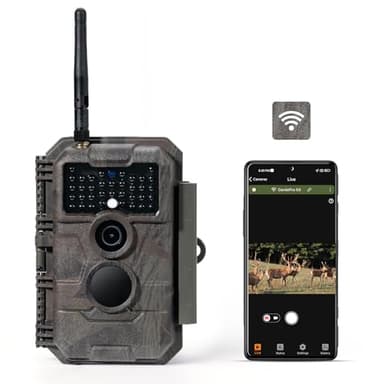 GardePro E6 WiFi Trail Camera (Non-Cellular), Stable WiFi with External Antenna, On-Site App Viewing, 64MP 1296P HD, No-Glow Night Vision, Motion Activated Waterproof Game Camera