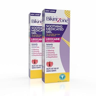 Bikini Zone Medicated After Shave Gel Lidocaine Razor Bump Relief, 1 Oz, 2 Pack