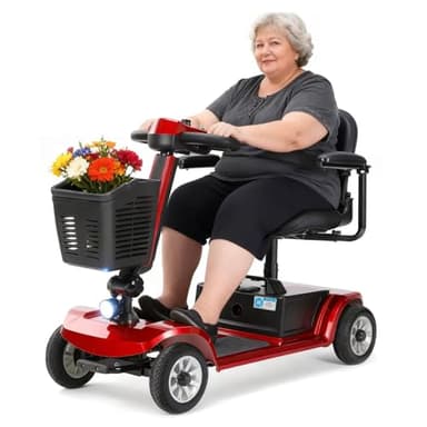 4 Wheel Mobility Scooter for Seniors & Adults Easy to Use Operate and Foldable ,Heavy Duty 418 LBS, 12.4 Mile Range, Tight Turning Radius