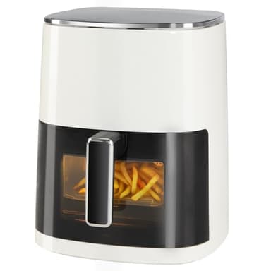 OLIXIS Air Fryer 6 Quart with Window Square Air Fryer 12-in-1 Air Fry, Roast, Reheat, Dehydrate, Bake, Steam, Fries, Custard, Chicken, Wings, Sea Food, Vegetabels,400F, White