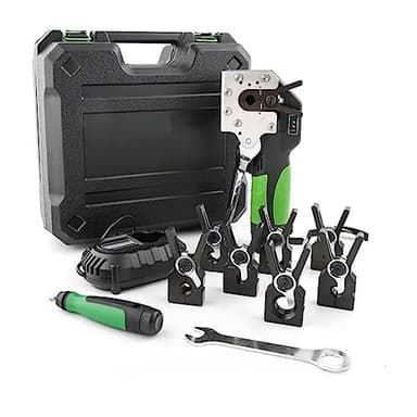 COMAAM Power Flaring Tool Copper Tube Electric Flaring Tool Kit,Cordless Electric Single Flare Tool with Pipe Cutter & Deburrer, for Soft Copper/Aluminum/Brass Pipes,8collets