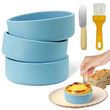Silicone Air Fryer Egg Mold 3 Pack - Reusable Egg Cups for Air Fryer, Oven & Microwave, Silicone, Dishwasher Safe, Non-Stick Breakfast Accessories, Individual Microwave Egg Cooker (Blue)