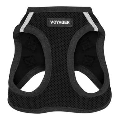 Best Pet Supplies Voyager Step-in Air Harness - All Weather Mesh, Reflective, No Pull Harness for Dogs, Cats - Secure with Hook & Loop Fastener, Buckle, Double D-Rings - Black, L
