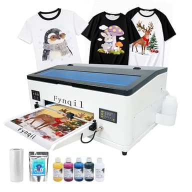 A3 DTF Printer 1390, Transfer Printing Machine 100% Transfer Rate for DIY Print T-Shirts, Leather, Other Textile (A3 Printer + Software + 5x250ml Ink + 1 Roll Film)