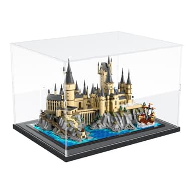 Choowin Acrylic Display Case for Lego 76419 for Lego Hogwarts Castle and Grounds for Lego Display Thickened Clear Acrylic Display Cases for Collectibles Assemble Dustproof Display Box(Black Base)