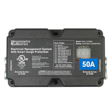 Progressive Industries EMS-LCHW50 Heavy Duty RV Surge Protector, Black, 50 Amp