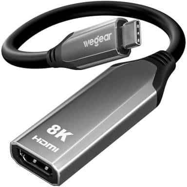 wegear USB C to HDMI Adapter 8K@60Hz, Type C to HDMI Converter 4K@144Hz [Thunderbolt 3/4 Compatible] - Supports 48Gbps, HDR10, Dolby Vision, Adapter for iPhone 16/15, S23, Laptops, Tablets