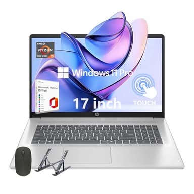 HP 17 Touch Screen Laptop, 17.3" HD+, 32GB RAM, 1TB SSD, AMD Ryzen 5 Processor(Beats i7-1165G7, Up to 4.3GHz), Lifetime MS Office + Windows 11 Pro, Alpacatec Accessories, Silver