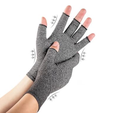 TFUSOM Arthritis Gloves for Women for Pain, Men and Women Fingerless Compression Wrap for Hand Pain and Osteoarthritis Compression Gloves Women,M,Grey