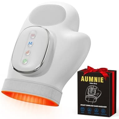 Hand Massager with Heat and Compression: Cordless Hand Massage Glove with 3 Modes, 5 Intensity & 3 Heat Therapy for Arthritis Carpal Tunnel Pain Relief-Valentine's Birthday Gifts for Women, Men(Gray)