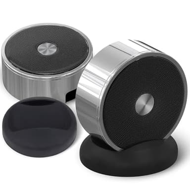 Bluetooth Speaker Set: Wireless Stereo Dual Pairing Portable Twin TWS System With Big Rich Bass Hi-Fi Multi-Room Indoor Outdoor Use Home Deck Pool Work Travel Party Camping Gift Decor Idea (Chrome)