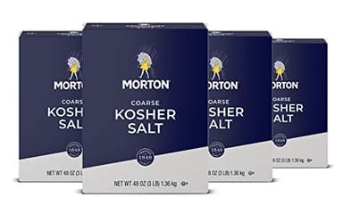 Morton Coarse Kosher Salt – Large Flaky Salt Crystals, Kosher Certified | Perfect for Pinching, Brining, Grilling, Baking | 3 lbs (4-Pack)