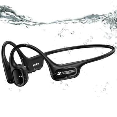 Hostena Swimming Headphones IP68 Waterproof, Open Ear Bone Conduction Underwater Headphones Bluetooth 5.4& MP3 with 32GB Memory Card, Soft/Skin/Lightweight Sound Swim Earbuds-SurfAudio(Black)