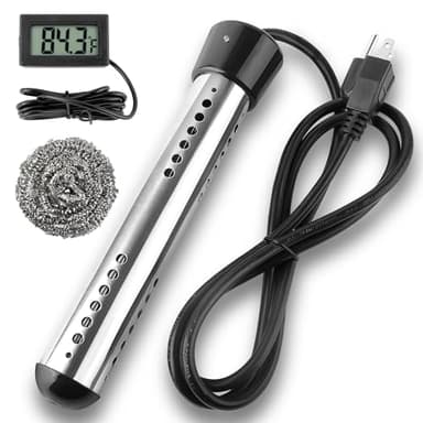 2000W Immersion Water Heater, Portable Water Heater Electric with 304 S S Guard & LCD Thermometer, Submersible Bucket Heater Heat 5 Gallons of Water in Minutes for Home Bathtub Basin