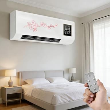 Portable Wall Air Conditioner Fan 2 In 1 Wall Mounted Heating System, Quiet Ac Fan Heater Combo Unit for Living Room Bedroom Office, Smart Air Conditioner with Remote Control(Red)
