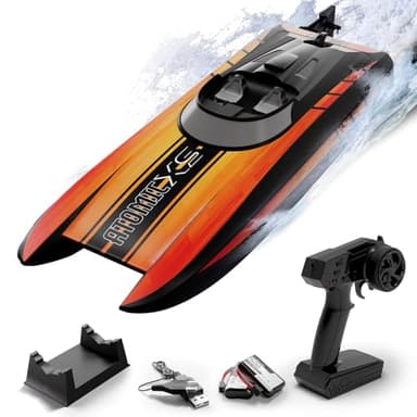 volantexrc Remote Control Boats for Pools and Lakes 30+MPH AtomicXS High Speed RC Boat for Adults Gifts with 2 Batteries & Reverse Function (795-5 Orange)