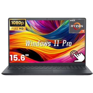 Dell 15 Touchscreen Laptop for Business, 16GB DDR4, 512GB SSD + 256GB SD Card, AMD Ryzen 7 7730U (8 Cores), 15.6" FHD Display, Bluetooth 5, HD Webcam, Windows 11 Pro