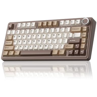 AULA F75 75% Wireless Mechanical Keyboard, Hot Swappable Creamy Keyboard, Pre-lubed Linear Switches, 2.4GHz/Type-C/BT5.0, RGB Backlit Gaming Keyboards(White&Brown)