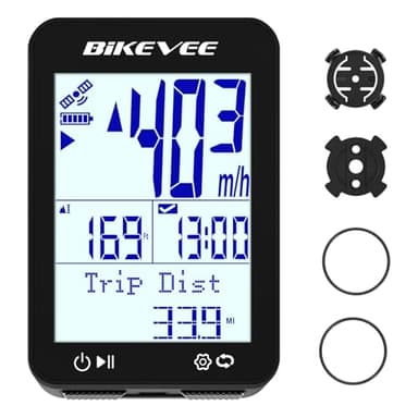 Bikevee GPS Speedometer & Odometer - Wireless Bike Computer, Auto Start/Stop, Auto Backlight, IPX7 Waterproof, 2.4" LCD, Cycling Tracker in MPH & KM/H - Black