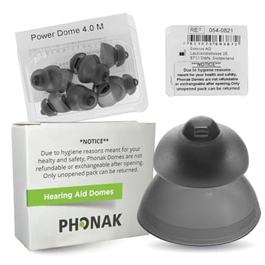 Phonak Power 4.0 Dome Medium (0.45 inch=11.5mm) 10 Domes, Genuine OEM Switzerland Replacement by Sonova, Hearing Aid Domes for Phonak Audeo Marvel Paradise Lumity Accessories -1Pack/10 Domes Total