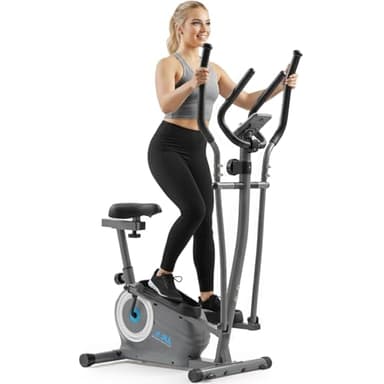 JLL 2-in-1 Seated Elliptical Bike, Compact Cardio Elliptical Machine for Home Gym Workouts, Bluetooth App, Adjustable Seat, 8-Level Magnetic Resistance, 2-in-1