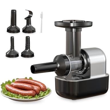 Electric Sausage Stuffer, Kitchen Homemade Sausage Machine with 3 Stuffing Tubes and 1 Meatball Tube, Suitable for Kitchens,Dining Rooms,Makes Delicious Sausages and Meatballs in Various Sizes