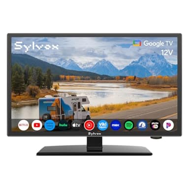 SYLVOX Smart RV TV, 24" 12 Volt TVs for RV Camper 1080P DC/AC Powered Television, Compatible with Google OS, Support Download APPs, Google Assistant, Bluetooth WiFi, 9-32V Wide Voltage Protection
