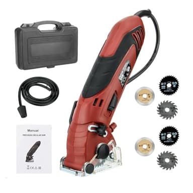 Mini Circular Saw Set, 400W High Power Compact Saw for Drywall, Tile, Metal, Wood, with 6 Blades & Tool Box