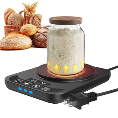 Sourdough Starter Warmer with Temperature Display,Sourdough Warming Mats 100℉ Electric Heating 12 Hours Timing Function Sourdough Heating Mat Bread for Baking Supplies Kitchen Bakers (Black)