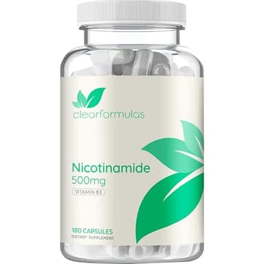 Vitamin B3 Nicotinamide 500mg - High Absorption Form of Vitamin B3 Niacin Flush Free for Hear Skin Brain and Energy Support - NAD Precursor - Made in a cGMP American Facility (180 Servings)