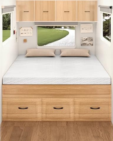 Slumbrae RV Short Queen Mattress, 4" Memory Foam Topper, Ultra-Soft Cover, CertiPUR-US Certified, 60" x 75", Perfect for RVs and Campers