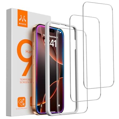 Mkeke Screen Protector for iPhone 16 Pro, 3 Pack Tempered Glass [9H Hardness] [Military-Grade Drop Protection] [Sensitive Touch] [Easy Installation Frame] [HD Clear] for 6.3 inch