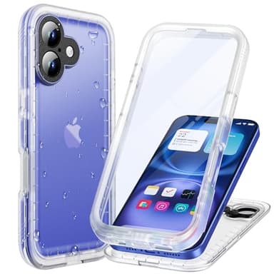 Cozycase TOP Military IP68 Waterproof Case for iPhone 16 - Heavy Duty 360 Shockproof Full Body with Screen Camera Protector Double Water Dust Drop Proof Hard Rugged Tough Bumper Cover Frosted Clear