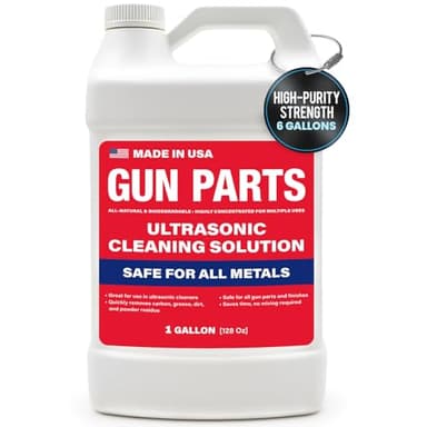 Ultrasonic Gun Cleaning Solution - 1 Gallon/128oz [Made in USA] Concentrated Formula Mixes into 6 Gallons - Firearm Cleaning Fluid for Brass & Gun Parts - for Ultrasonic Cleaner Use