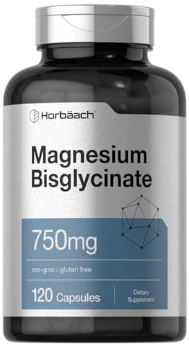 Horbäach Magnesium Bisglycinate | 120 Capsules | 750mg | Non-GMO and Gluten Free Supplement