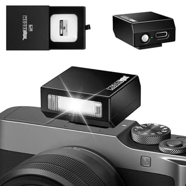 MEDALight Upgrade Aluminum F1s Mini Camera Flash for Ricoh GR3/GR3X/Fuji/Sony ZV1/Nikon/Canon/Olympus/Digital Film Cameras,Portable Hot Shoe Camera Flash Speedlite for DSLR Camera(Black).