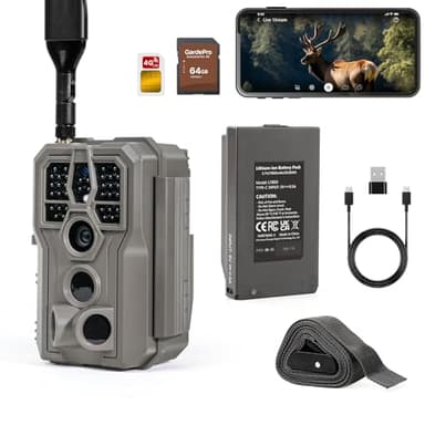 GardePro X66 Pro Cellular Trail Camera (Non-WiFi), Rechargeable Battery, 64GB SD Card Included, Live View, Instant Alerts, Shared Data Plan, Built-in GPS, Motion Activiated