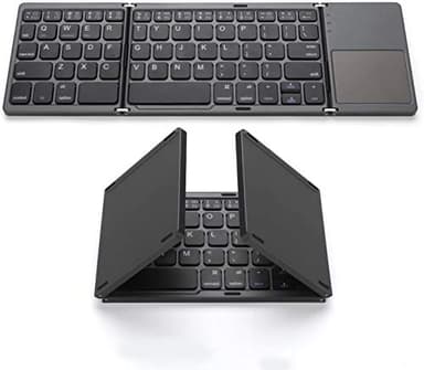 Foldable Bluetooth Keyboard, Wireless Portable Keyboard with Touchpad, Rechargeable Pocket-Sized for iOS,Android, Windows Devices -Space Gray