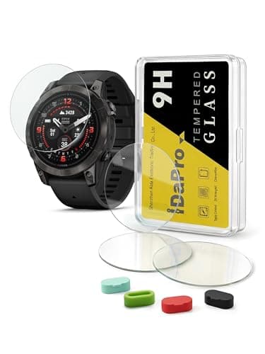 iDaPro [4+4 Pack] Screen Protector for Garmin Epix Gen 2/Epix Pro Gen2(47mm) smartwatch with Silicone Anti-dust Plugs, 9H Tempered Glass Protection Kit in Reusable Storage Case, Anti-Scratch,Bubble-Free