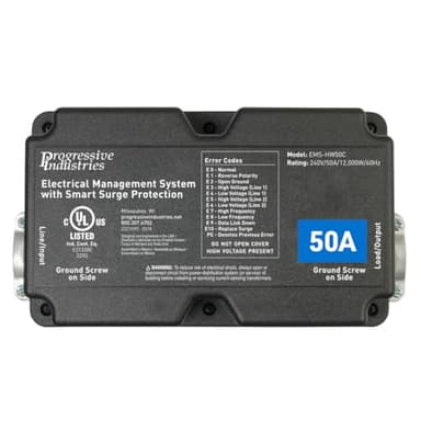 Progressive Industries EMS-HW50C Heavy Duty RV Surge Protector, Black, 50 Amp