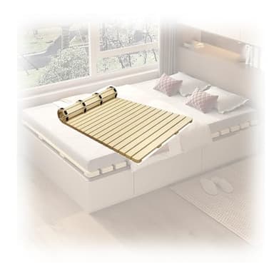 Japanese Platform Bed Frame， Folding Bed Frame, Protection Hard Bedboard ，Foldable/Moisture-Proof and Breathable(WxL :47.2x74.8in/120x190cm)