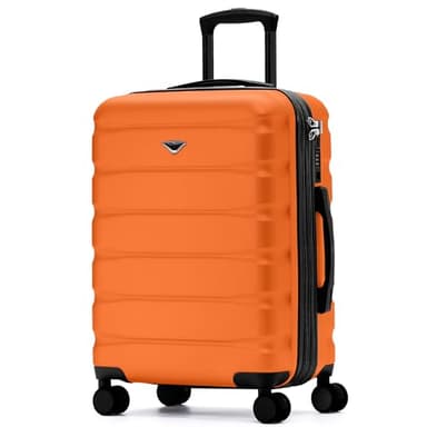 Flight Knight 24x16x10 Expandable Carry On Suitcase Hardside TSA Lock USB C Lightweight Luggage Silent Double Spinner Wheels Maximum Overhead Carry-On Bag For Virgin South West Approved Orange