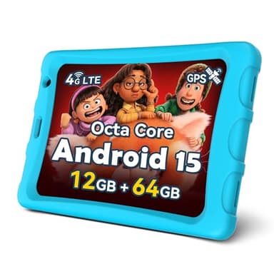 Topsand 8 Inch Android 15 Tablet with Sim Card Slot Uncloked, Cellular Tablet Phone with 4G LTE, Octa Core,12GB RAM 64GB ROM 2TB TF Expandable, 5G WiFi, 8MP Camera, 5100mAh, Tableta with Case(Blue)