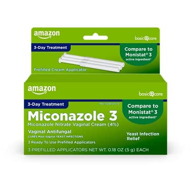 Amazon Basic Care Miconazole 3, Nitrate Vaginal Cream (4%), 3-Day Treatment for Vaginal Yeast Infection, 0.18 Ounce (Pack of 3), 0.54 Ounce